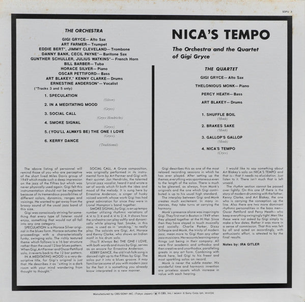 Gigi Gryce - Nica's Tempo(LP, Album, Mono, RE)
