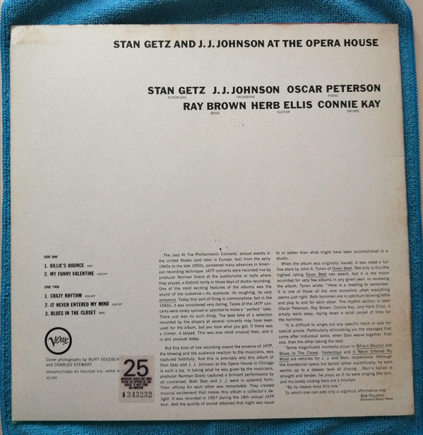 Stan Getz And J.J. Johnson - At The Opera House (LP, Album)