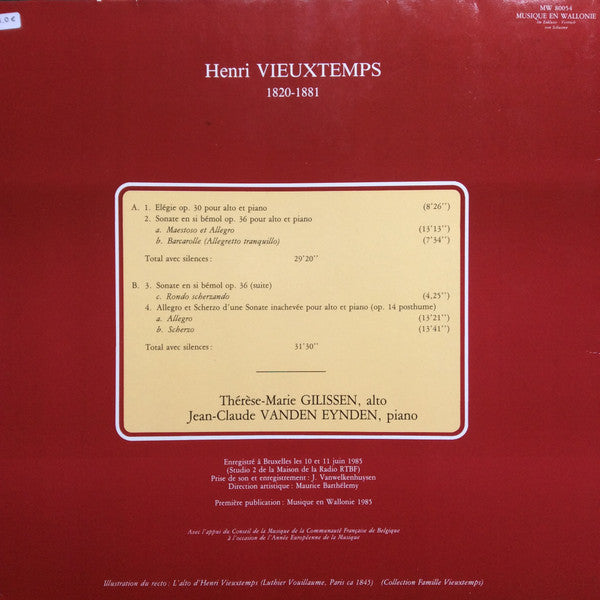 Henri Vieuxtemps - Elégie & Sonates (Alto & Piano)(LP, RP)