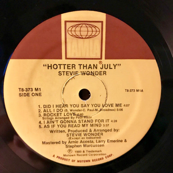 Stevie Wonder - Hotter Than July (LP, Album, RTI)
