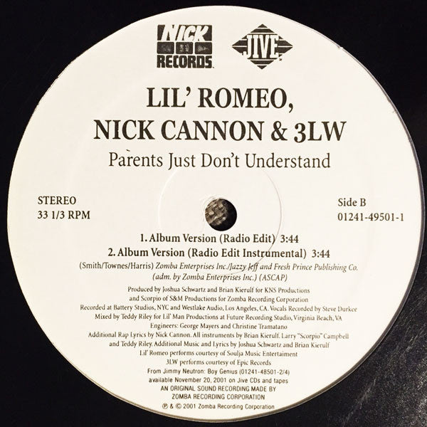 Lil' Romeo, Nick Cannon & 3LW - Parents Just Don't Understand (12"")