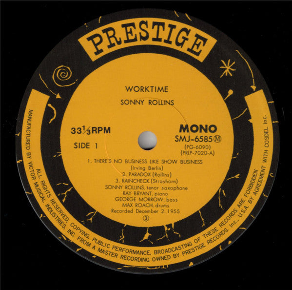 Sonny Rollins - Worktime  (LP, Album, Mono, RE)