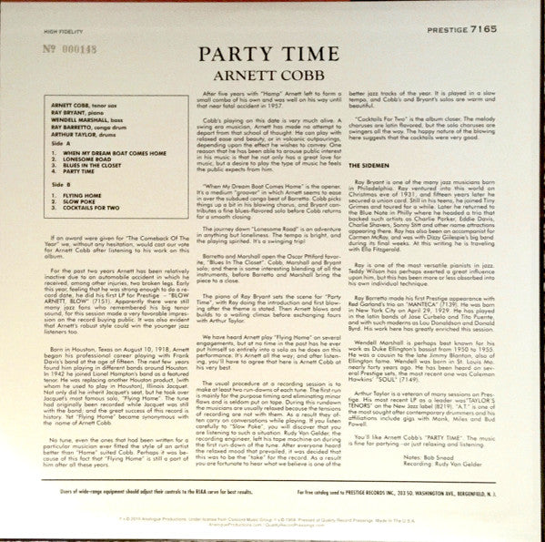 Arnett Cobb - Party Time (LP, Album, Ltd, Num, RE, RM, 200)