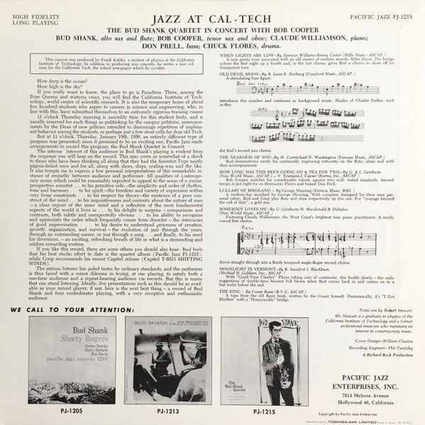 Bud Shank Quartet - Jazz At Cal-Tech(LP, Album, Mono, RE, Wes)