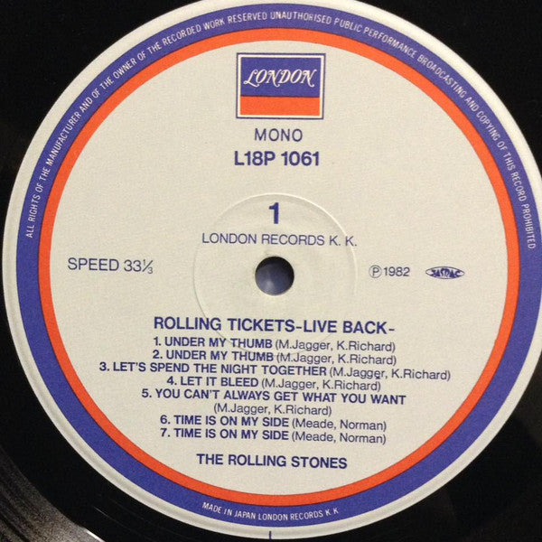The Rolling Stones - Rolling Tickets - Live Back (LP, Comp, Mono ...