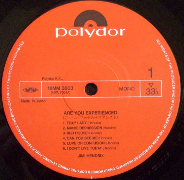 The Jimi Hendrix Experience - Are You Experienced(LP, Album, Mono, RE)