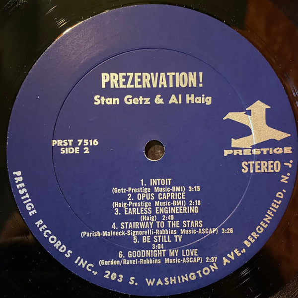 Stan Getz With Al Haig - Prezervation (LP, Comp, Blu)