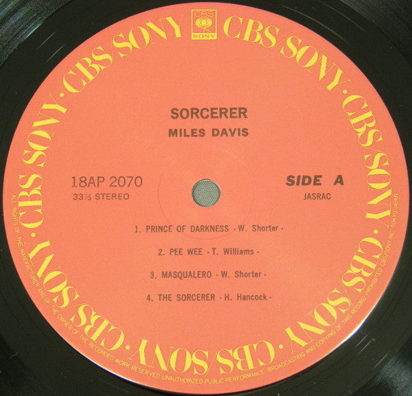 Miles Davis - Sorcerer (LP, Album, RE)