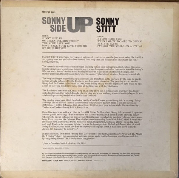 Sonny Stitt - Sonny Side Up (LP, Album, Mono)