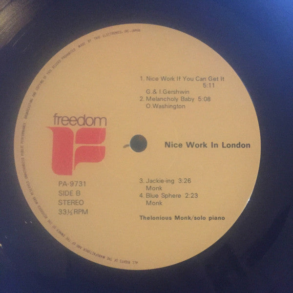 Thelonious Monk - Nice Work In London (LP, Ltd, RE)