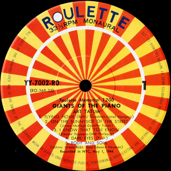 Art Tatum - Giants Of The Piano(LP, Album, Mono, Ltd, RE)