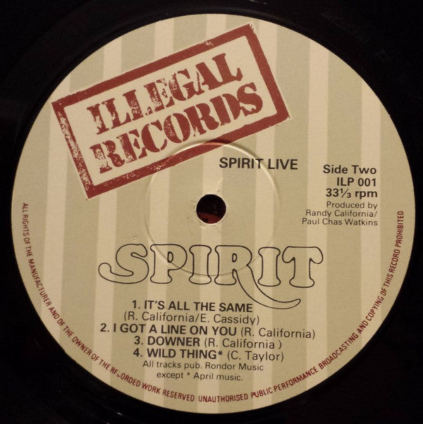 Spirit (8) - Live (LP, Album)