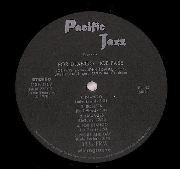 Joe Pass - For Django (LP, Album, RE)