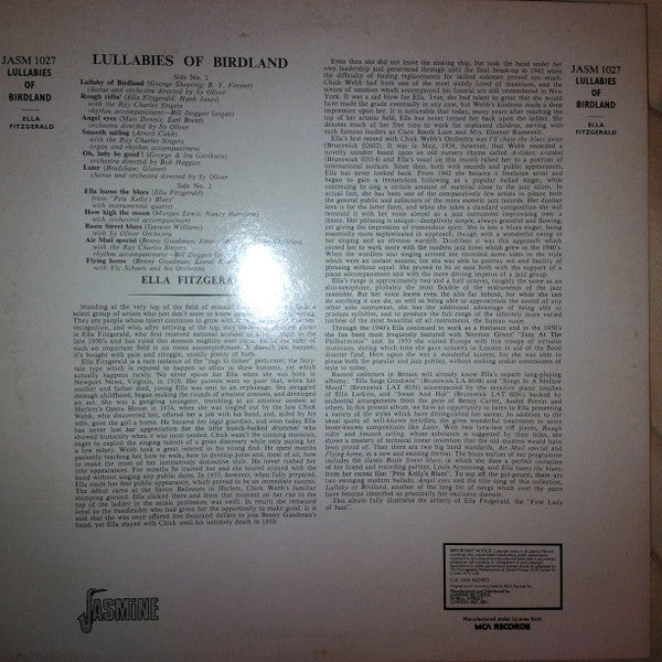 Ella Fitzgerald - Lullabies Of Birdland (LP, Album, Comp, RE)