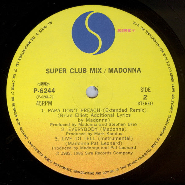Madonna - True Blue (Super Club Mix) = スーパー･クラブ･ミックス(12", MiniAlbum...