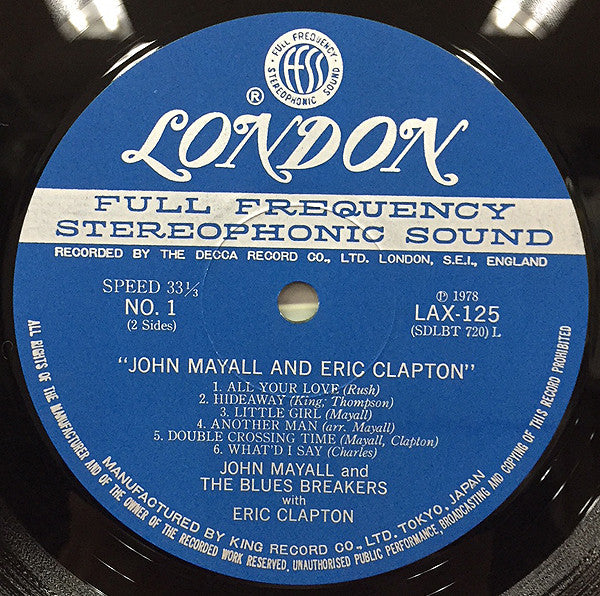 John Mayall With Eric Clapton - Blues Breakers (LP, Album, RE)