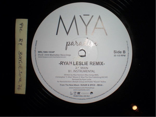 Mya - Paradise (Ryan Leslie Remix) (12"", Single, Promo)