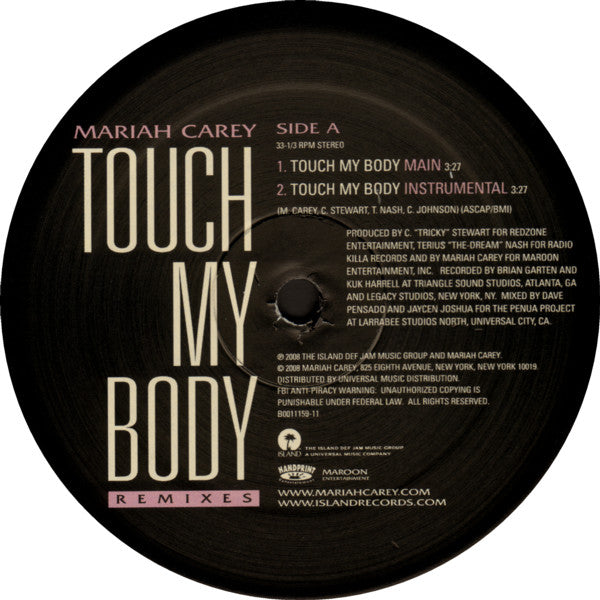 Mariah Carey - Touch My Body (Remixes) (12"")