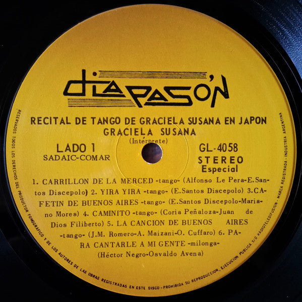 Graciela Susana - Tokio 1972 - Recital De Tango  (LP, Album)