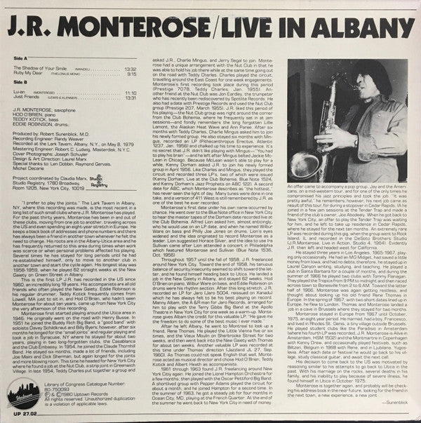 J.R. Monterose - Live In Albany (LP, Album)