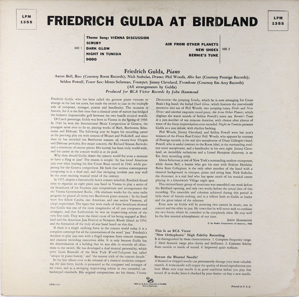 Friedrich Gulda - At Birdland (LP, Album, Mono)