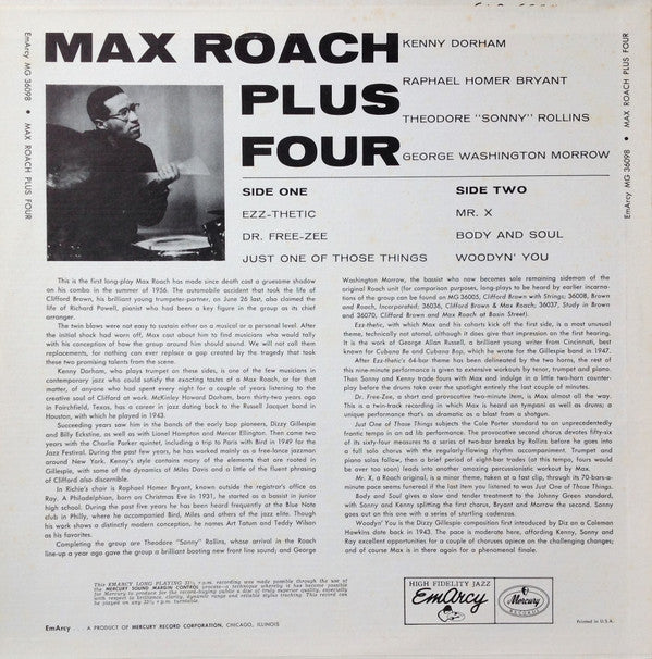 Max Roach - +4 (LP, Album, Mono, RE)