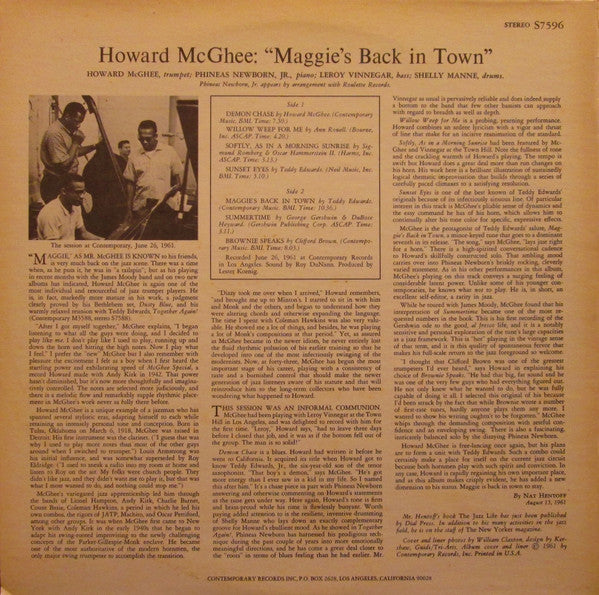 Howard McGhee - Maggie's Back In Town!! (LP, Album, RE)