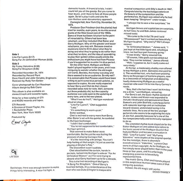 Gerry Mulligan - Carnegie Hall Concert Volume 1(LP, Album, Ltd, RE)
