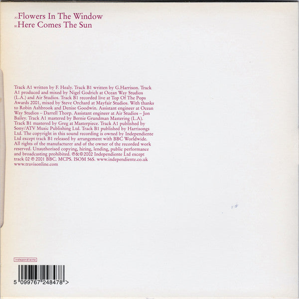 Travis - Flowers In The Window (7"", Single, Ltd)
