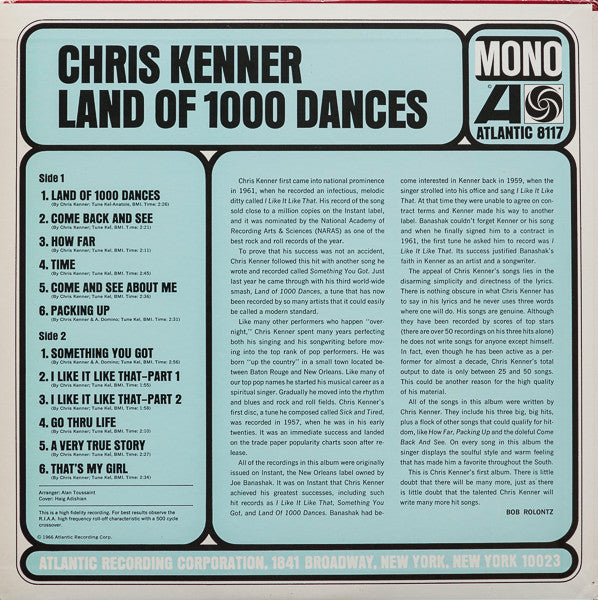 Chris Kenner - Land Of 1000 Dances (LP, Album, Comp, Mono, RE)