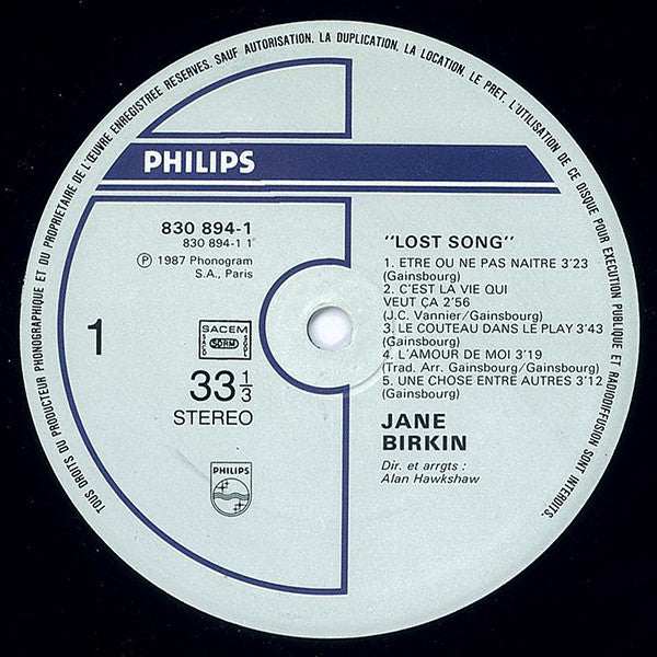 Jane Birkin - Lost Song (LP, Album)