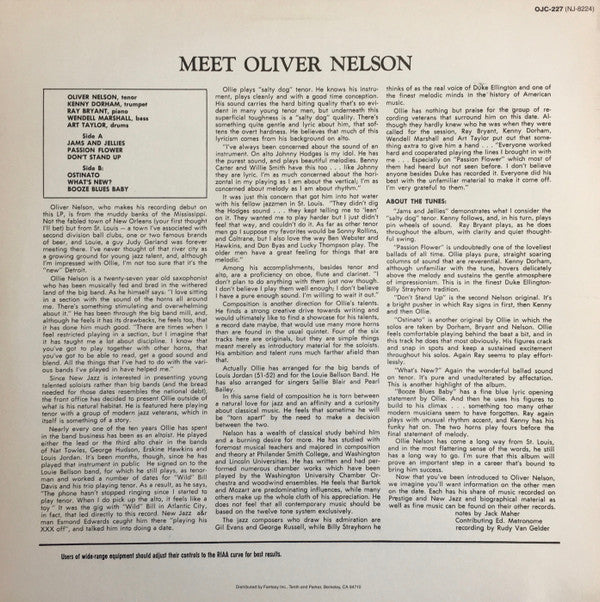 Oliver Nelson - Meet Oliver Nelson (LP, Album, RE)