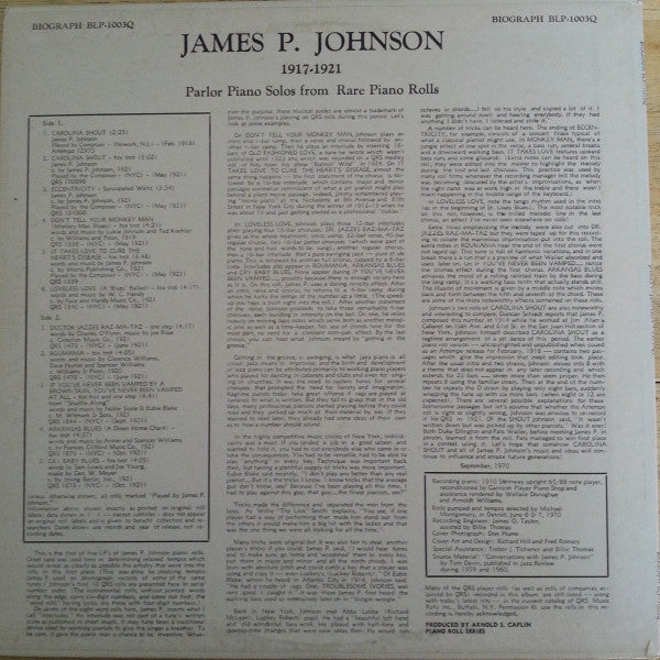 James P. Johnson* - 1917-21 (LP, Comp)