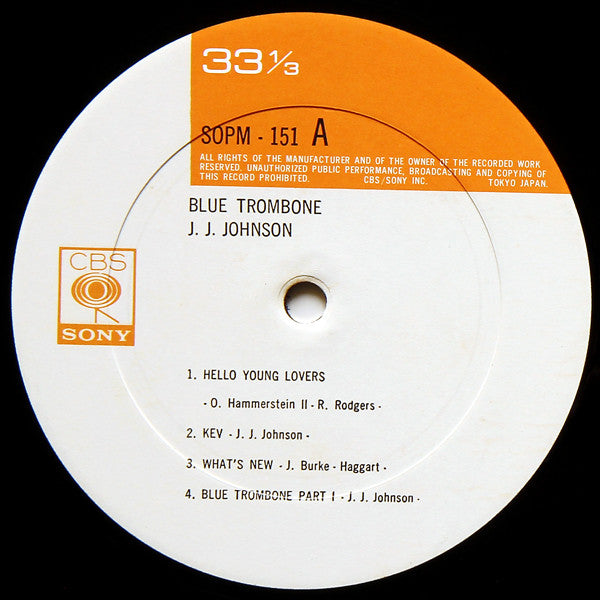 J.J. Johnson - Blue Trombone (LP, Album, Mono, RE)