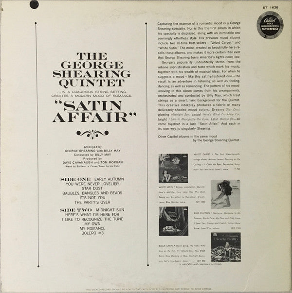 The George Shearing Quintet - Satin Affair (LP, Album, RP, Scr)