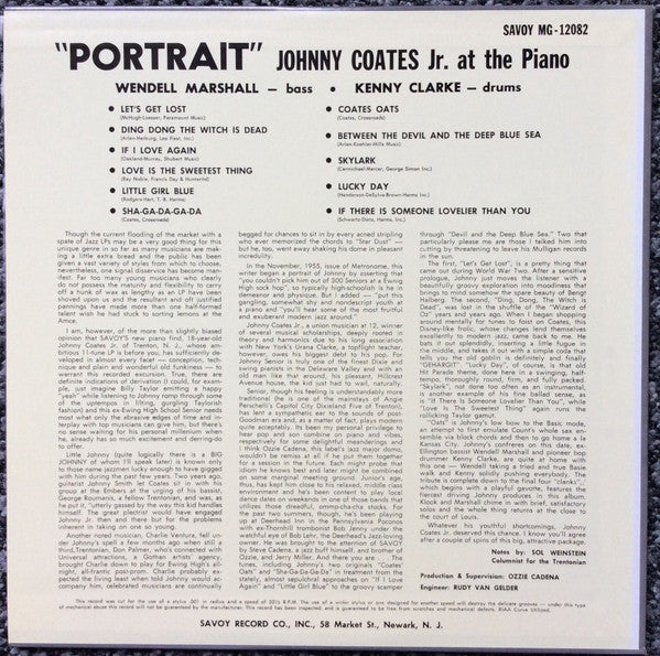 Johnny Coates, Jr.* - Portrait (LP, Album, RE, Mic)