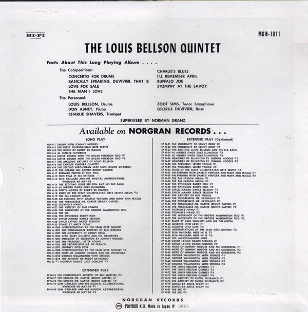 The Louie Bellson Quintet - Louis Bellson (LP, Album, Mono, Ltd, RE)
