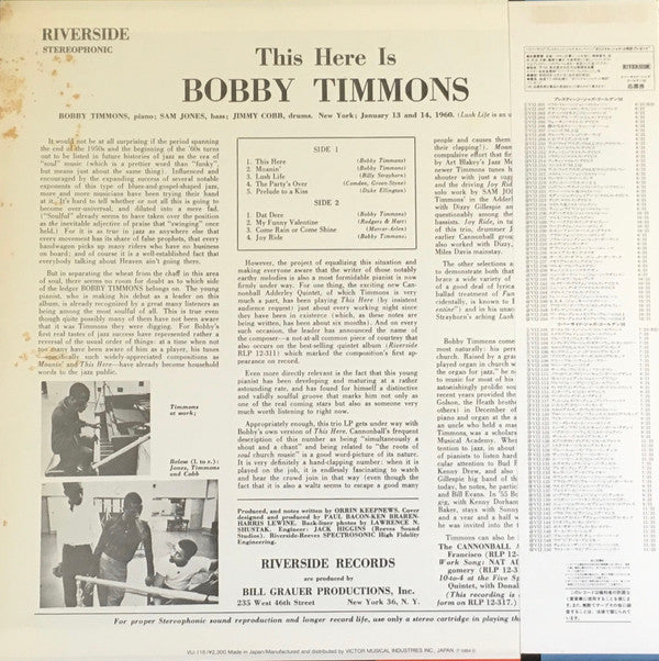 Bobby Timmons - This Here Is Bobby Timmons (LP, Album, RE)