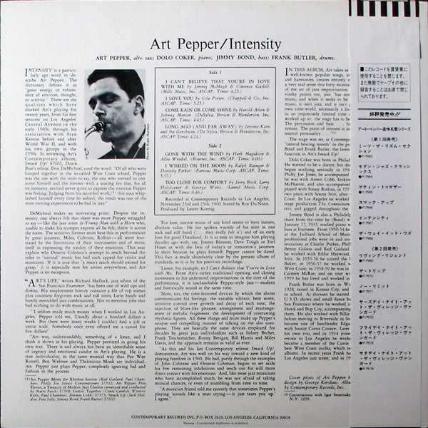 Art Pepper - Intensity (LP, Album)