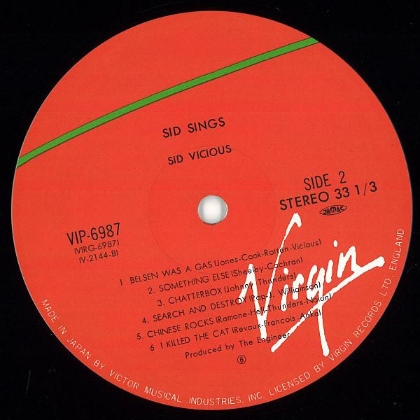 Sid Vicious - Sid Sings (LP, Album, RE)