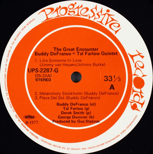 Buddy DeFranco - Tal Farlow Quintet - The Great Encounter (LP, Album)