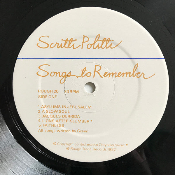 Scritti Politti - Songs To Remember (LP, Album, RE, No )