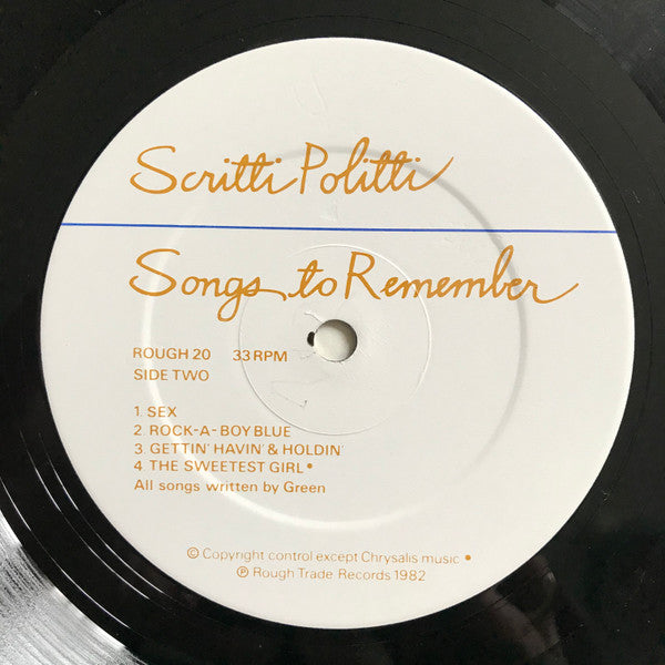Scritti Politti - Songs To Remember (LP, Album, RE, No )