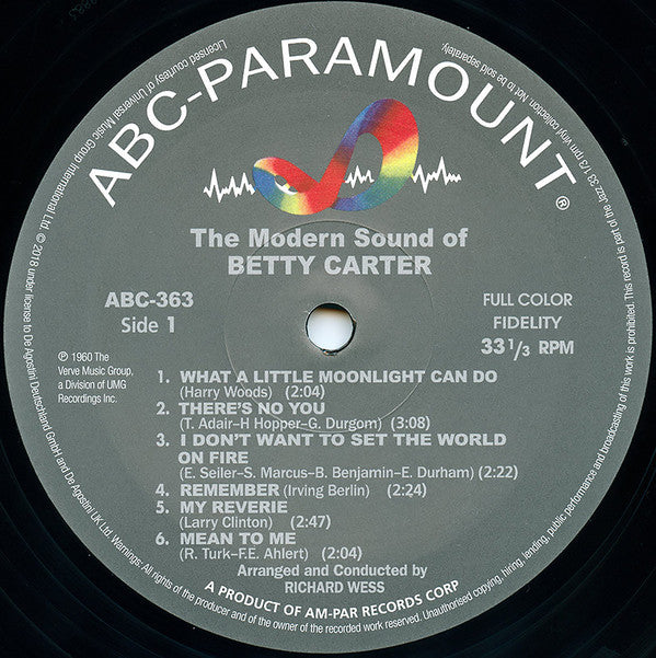 Betty Carter - The Modern Sound Of Betty Carter(LP, Album, Mono, RE...