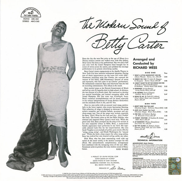 Betty Carter - The Modern Sound Of Betty Carter(LP, Album, Mono, RE...