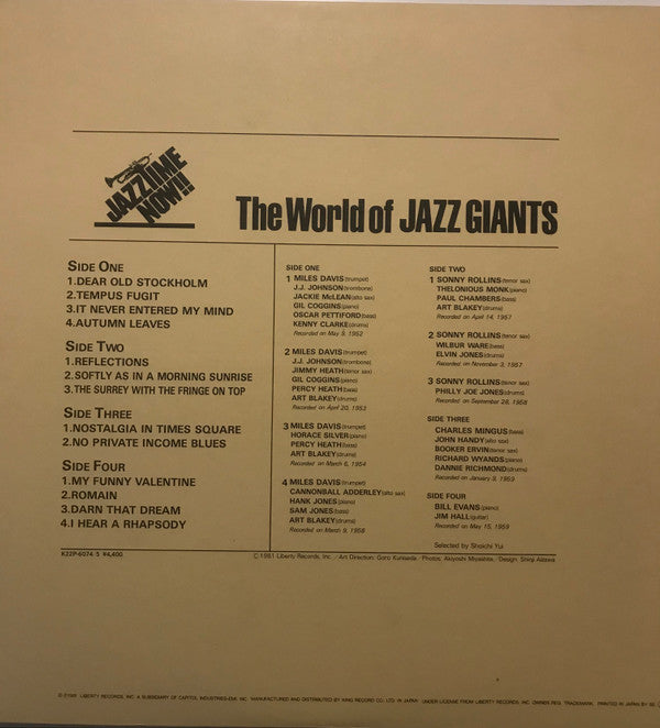 Various - The World of Jazz Giants (2xLP, Album, Comp, Mono)