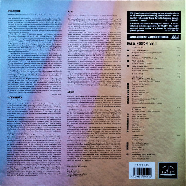 Georg Rox Quartet - Das Mikrofon Vol. II (LP, Ltd, Num, RP, 180)