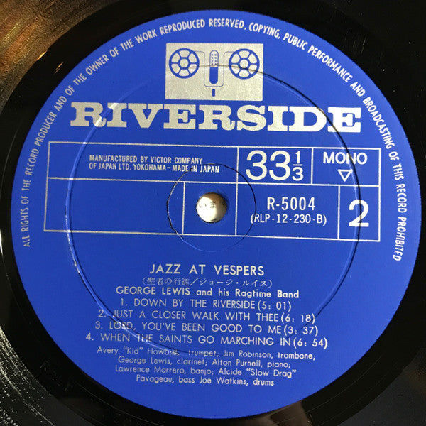 George Lewis And His Ragtime Band* - Jazz At Vespers (LP, Album, Mono)