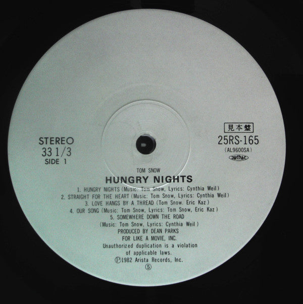 Tom Snow - Hungry Nights (LP, Promo)