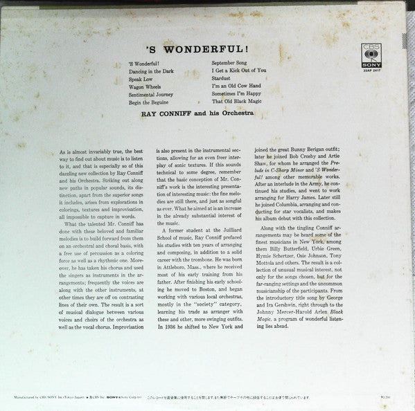 Ray Conniff - 'S Wonderful! (LP, Mono, RE)